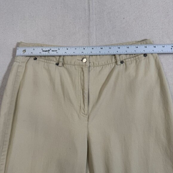 Talbots Beige Wide-Leg Relaxed Fit Cotton Chino Pants 12P (34x27) - Picture 7 of 13